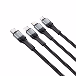 TRUSMI CA29-02 66W 3 in 1 C TO C/L/M 66W Braided Cable Black 1.2M