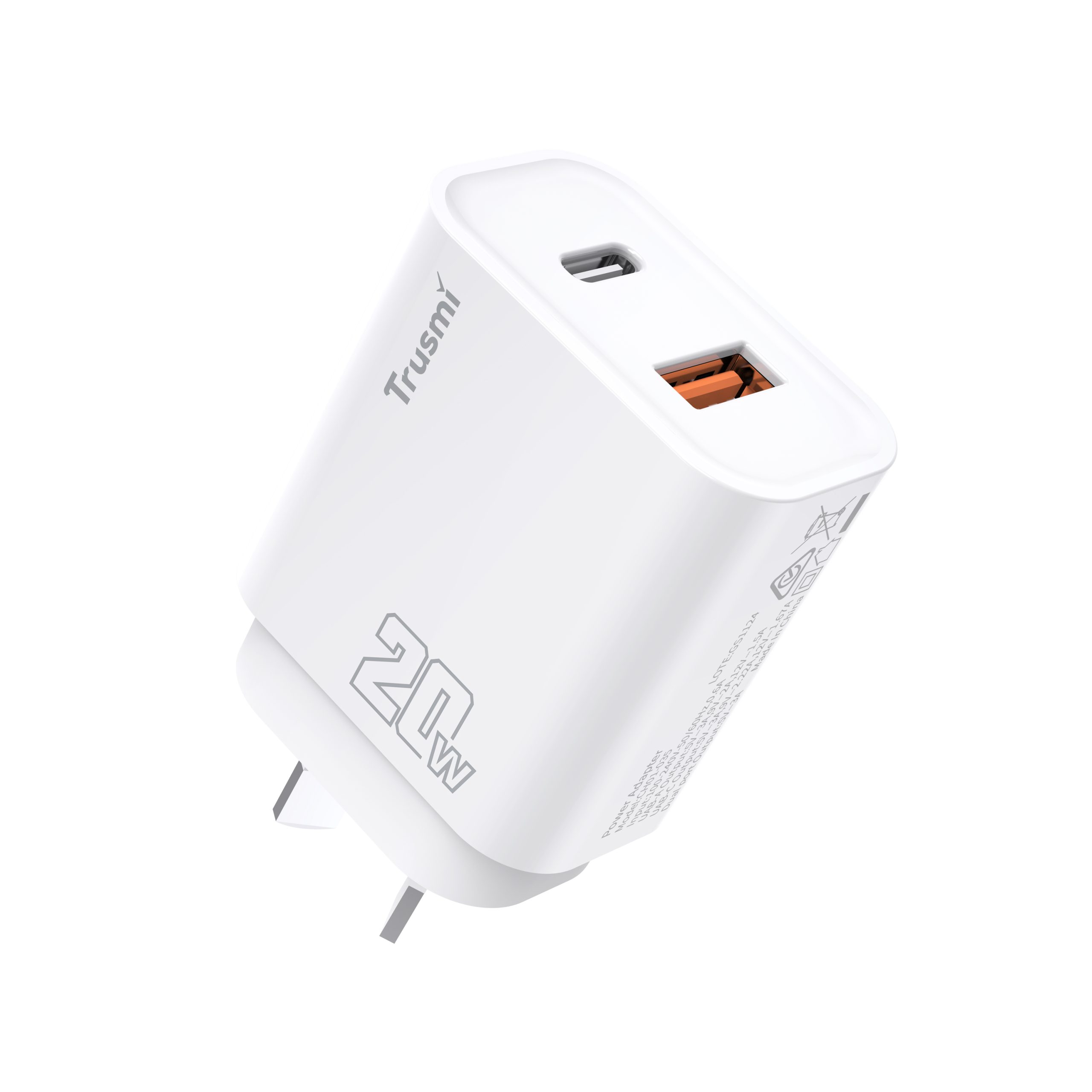 TRUSMI CH01-035 PD20W A+C GaN FAST Charger(AU) White