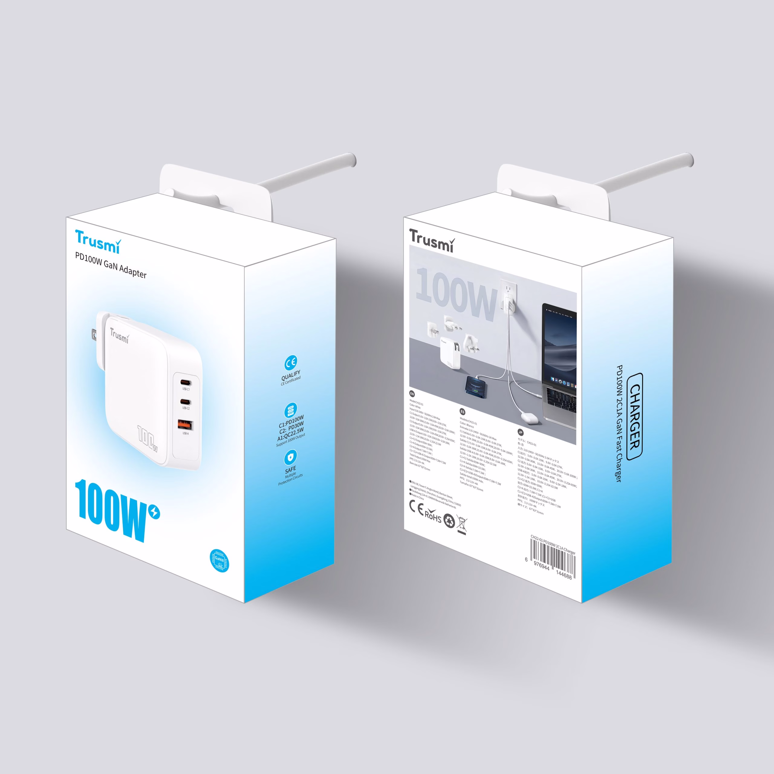 TRUSMI CH22-01 PD100W 2C1A GaN Fast Charger - Image 6