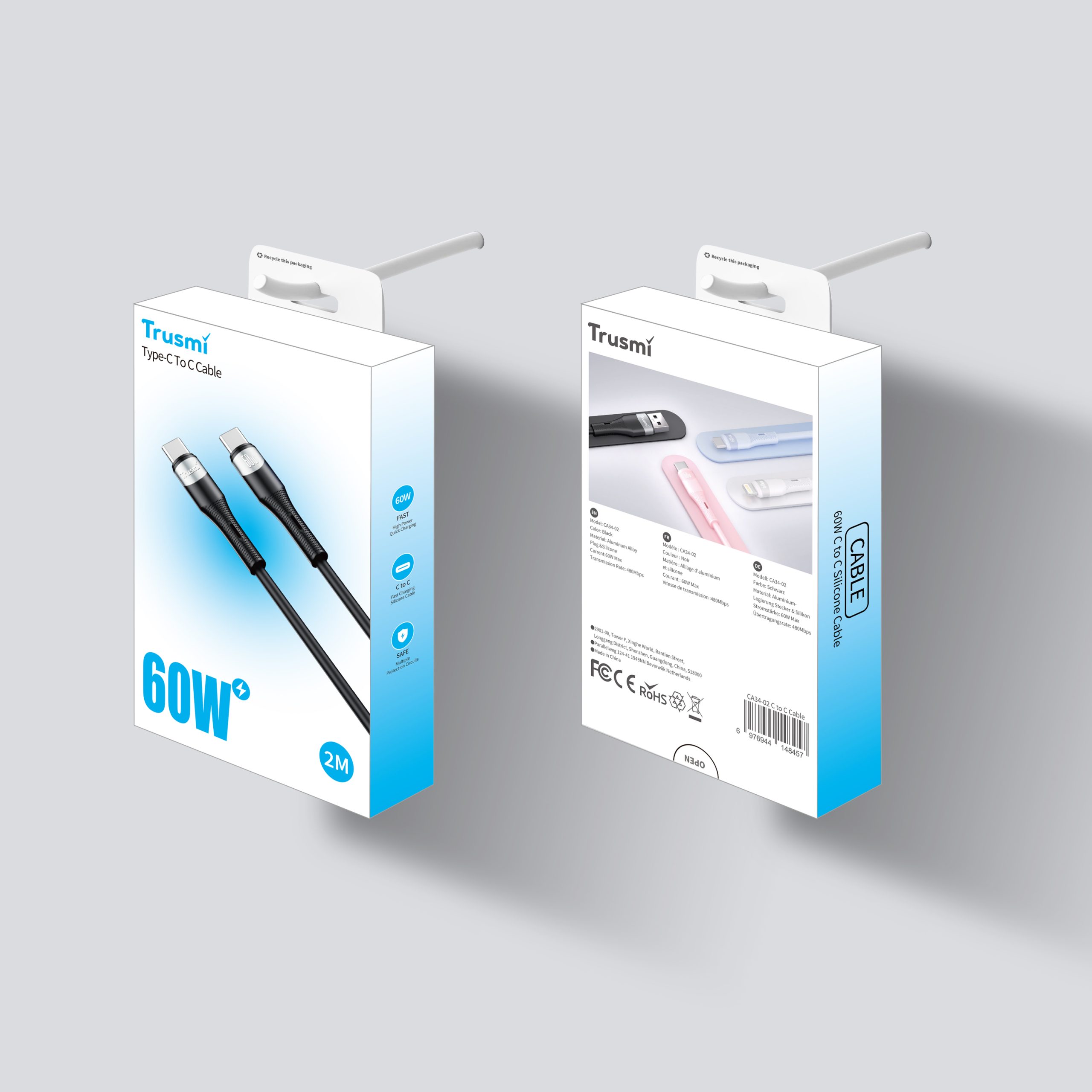 TRUSMI CA34-02 60W C to C Silicone Cable - Image 5