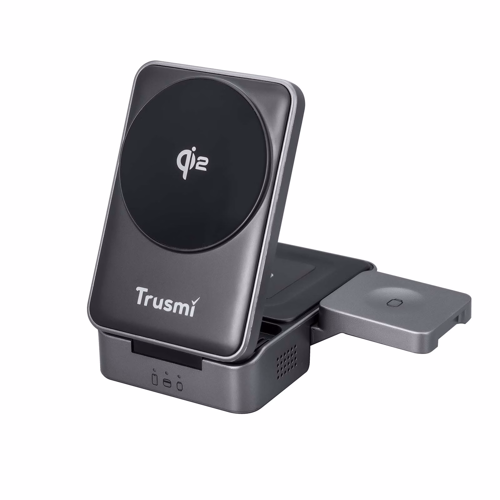 TRUSMI CD02-02 Qi2 3-in-1 Desktop Foldable Wireless Charging Station Gray