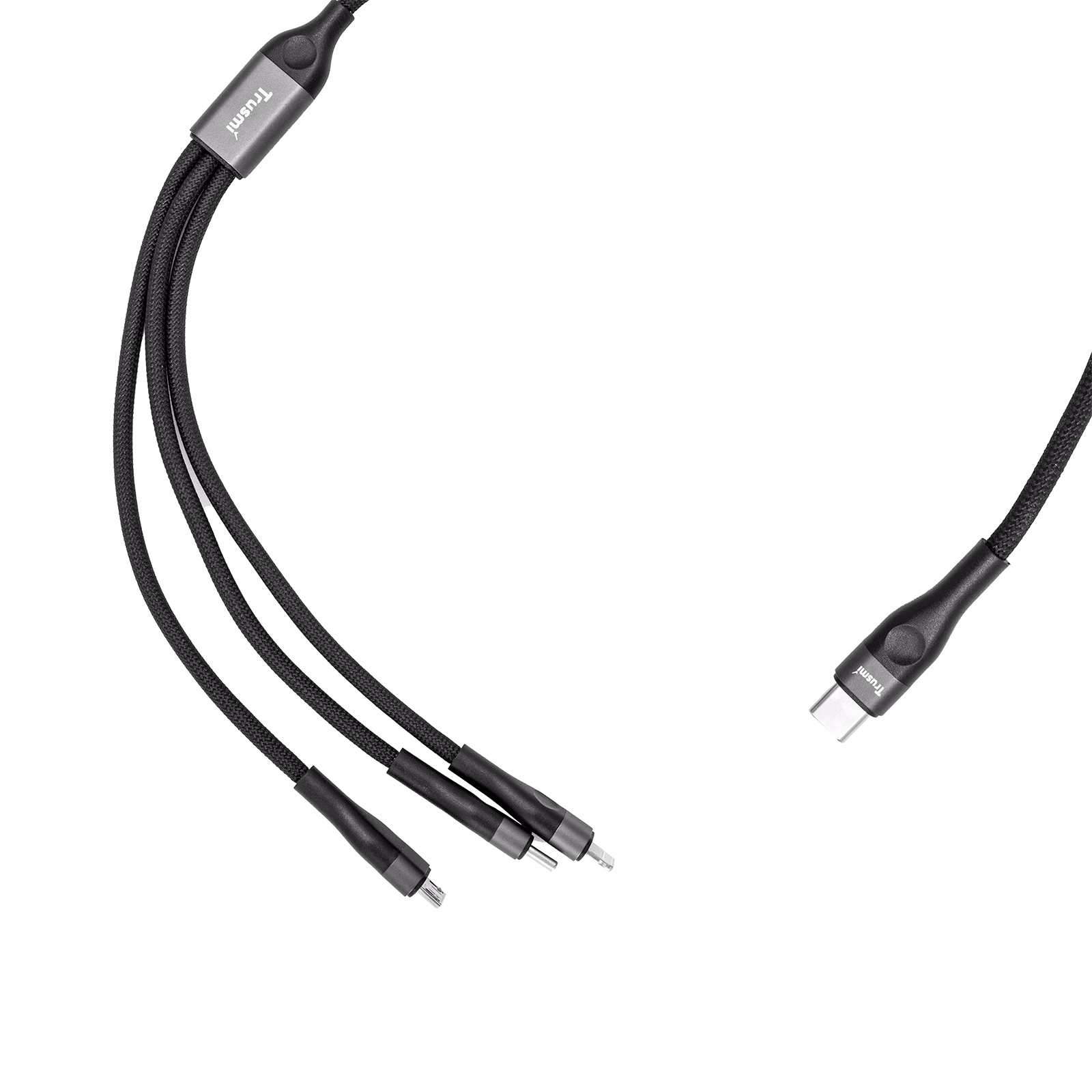 TRUSMI CA29-02 66W 3 in 1 C TO C/L/M 66W Braided Cable Black 1.2M - Image 2