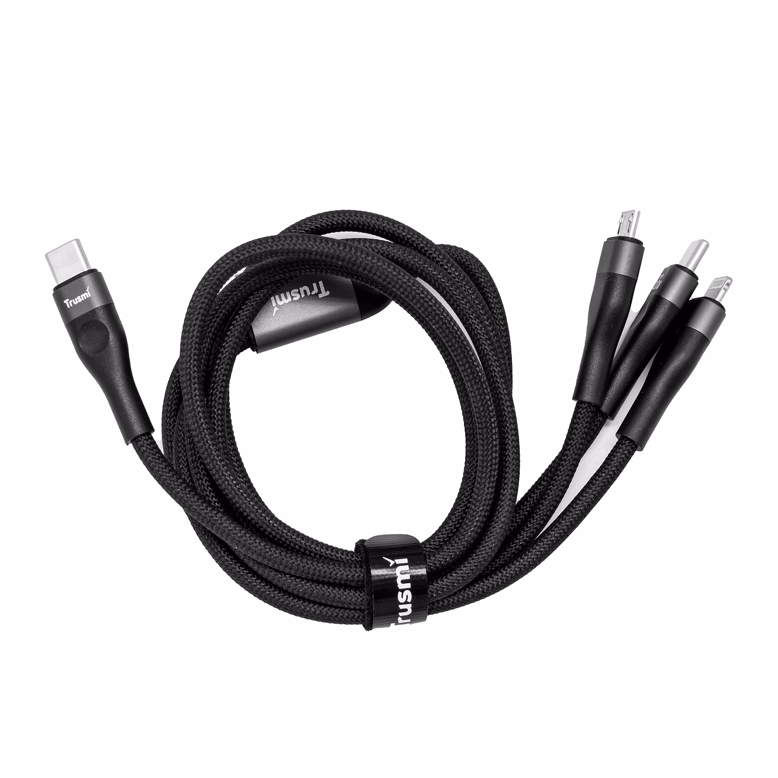 TRUSMI CA29-02 66W 3 in 1 C TO C/L/M 66W Braided Cable Black 1.2M - Image 3
