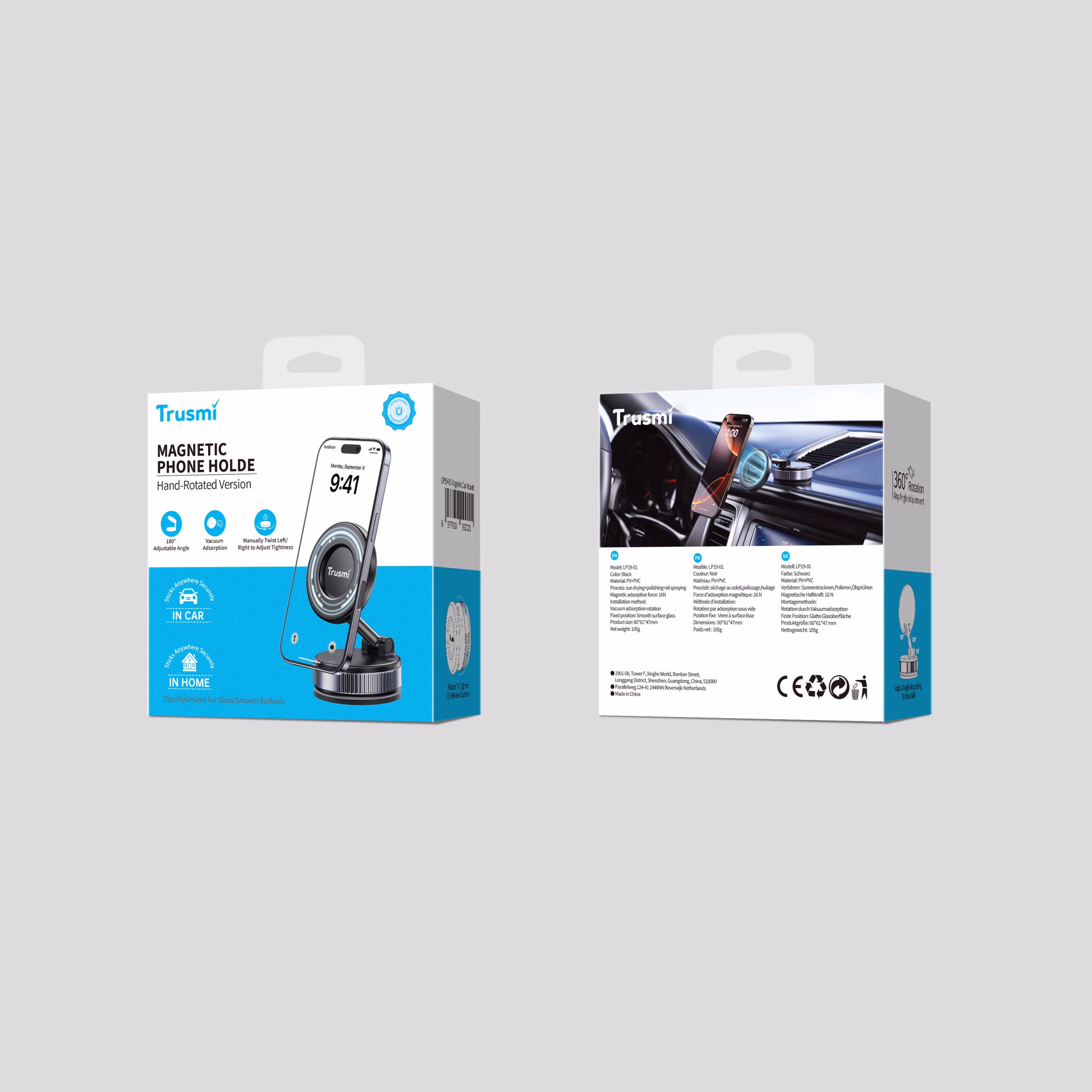 TRUSMI LP19-01 Vacuum Magnetic Car Holder (Manual) Black - Image 5