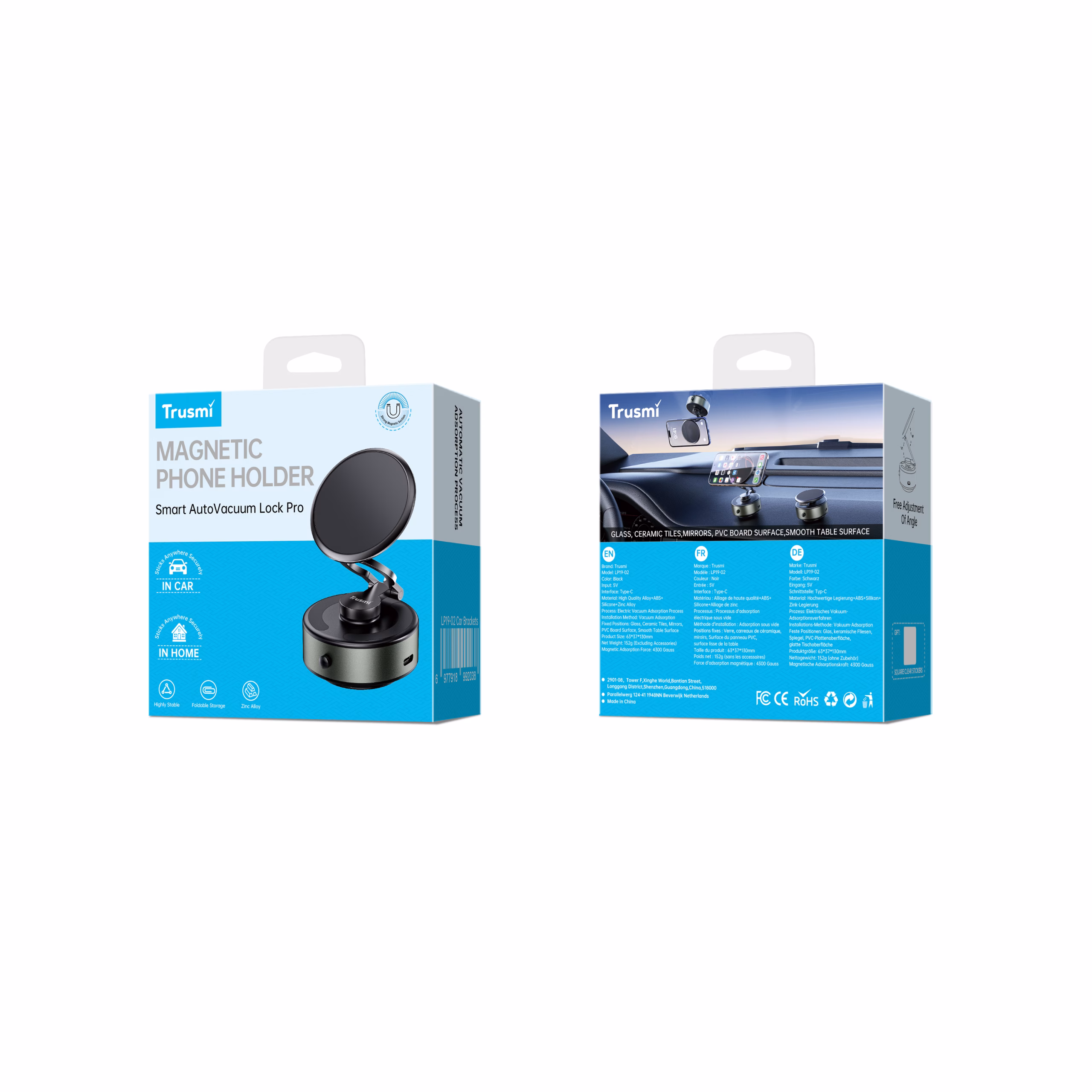 TRUSMI LP19-02 Vacuum Magnetic Car Holder (Electric) Black - Image 5