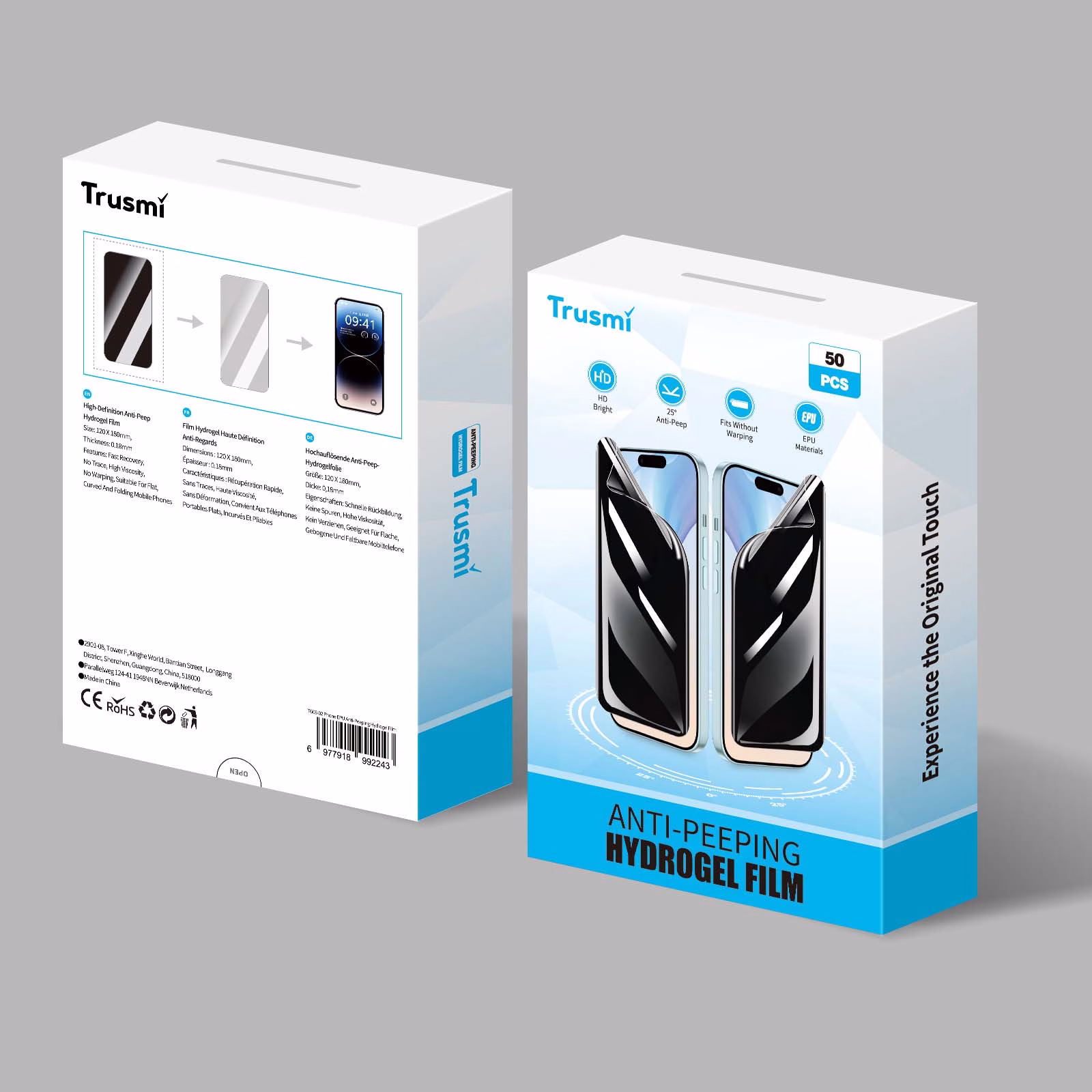 TRUSMI TG08-02 EPU Anti-peep Hydrogel Film for Mobile Phones 50PCS/Box - Image 5