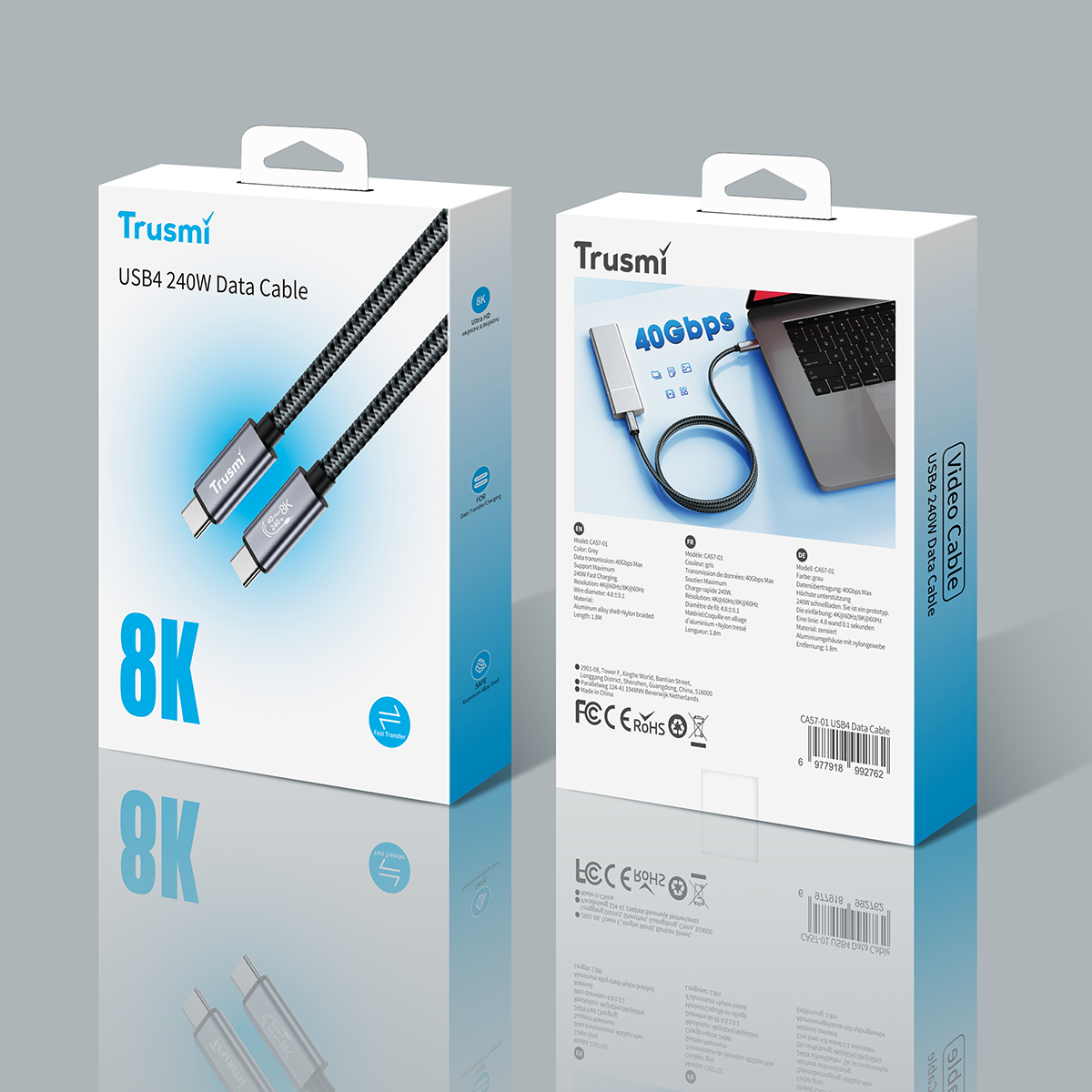 TRUSMI CA57-01 240W USB-4 High Frequency Data Charging Braided Cable Supports 8K60HZ - Image 5