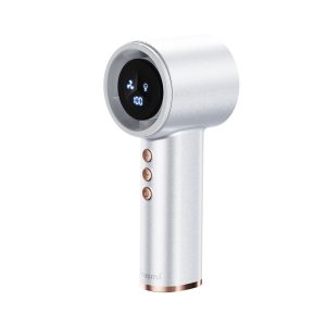 HA05-01-1 TRUSMI HA05-01 Handheld Foldable Digital Display High Speed Fan with Finger Ring White