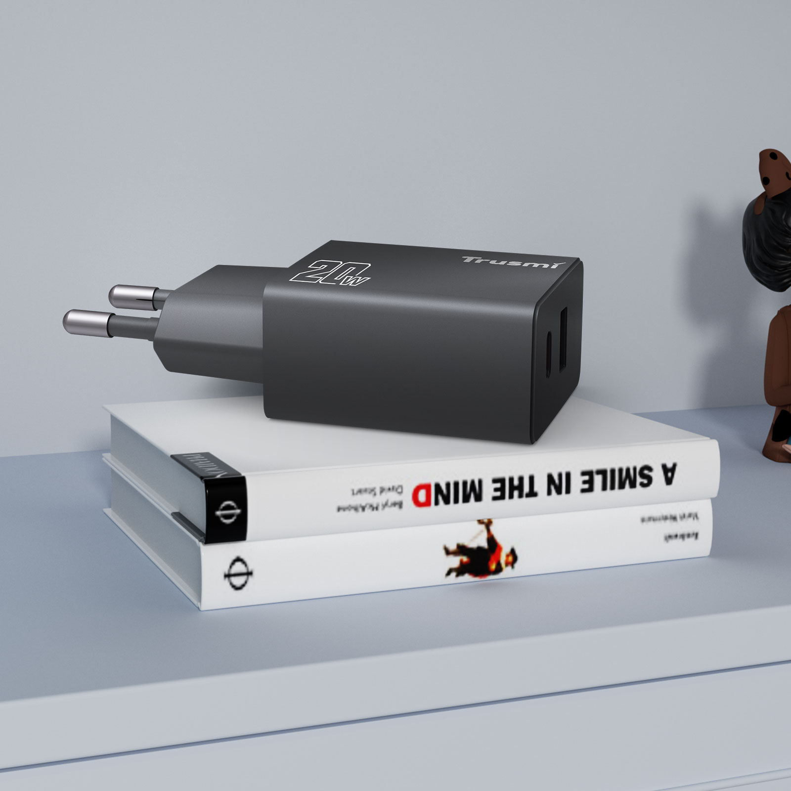TRUSMI CH07-053 PD20W A+C GaN FAST Charger(EU) Black - Image 2
