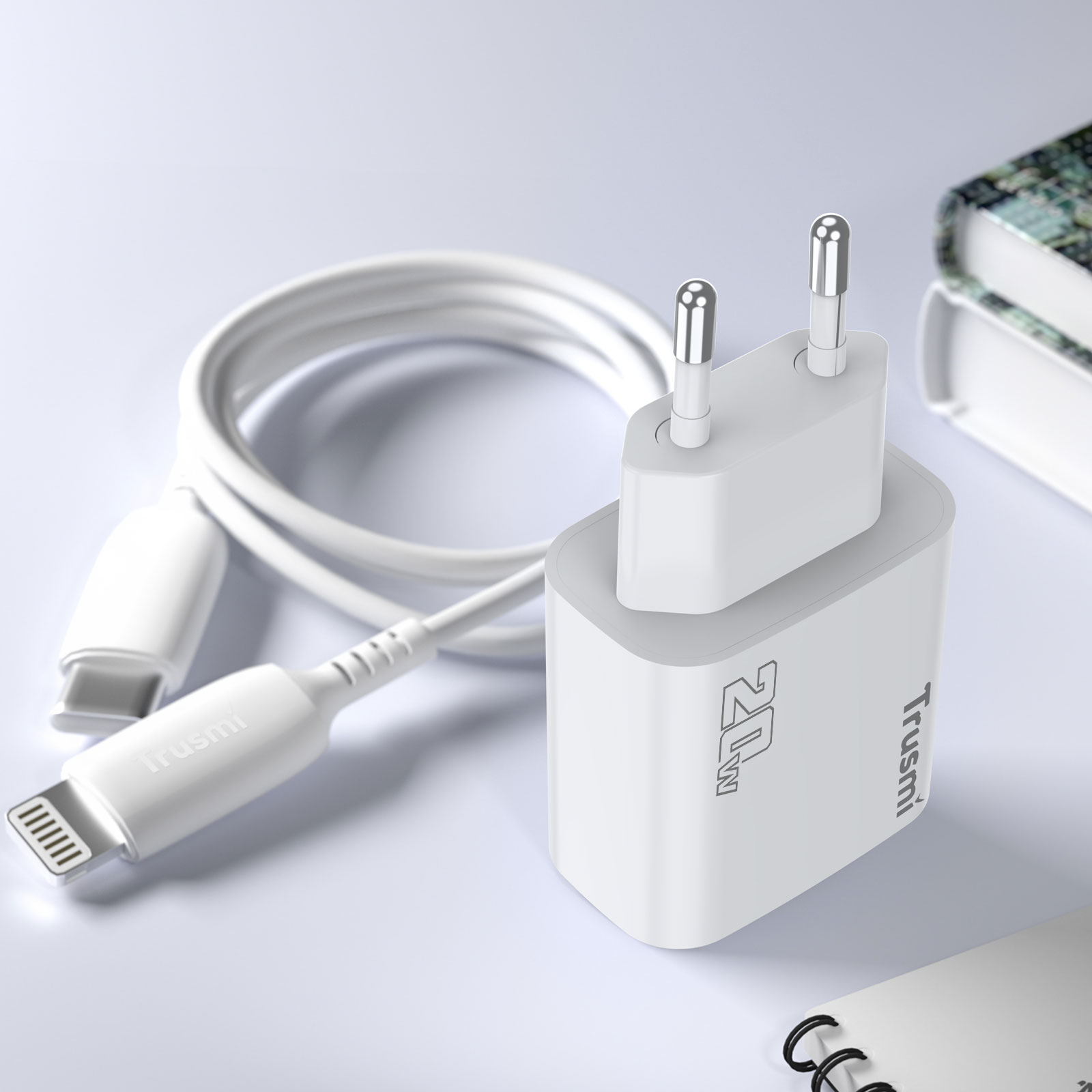 TRUSMI CH07-054 PD20W A+C GaN FAST Charger(EU) White - Image 3