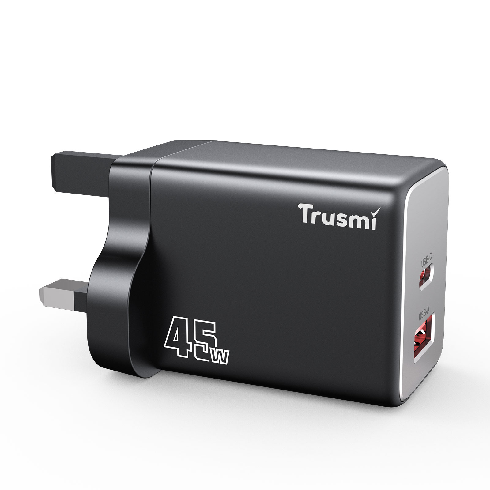 TRUSMI CH06-049 PD45W MINI A+C GaN FAST Charger With C TO C 60W Cable Set (UK)Black - Image 2