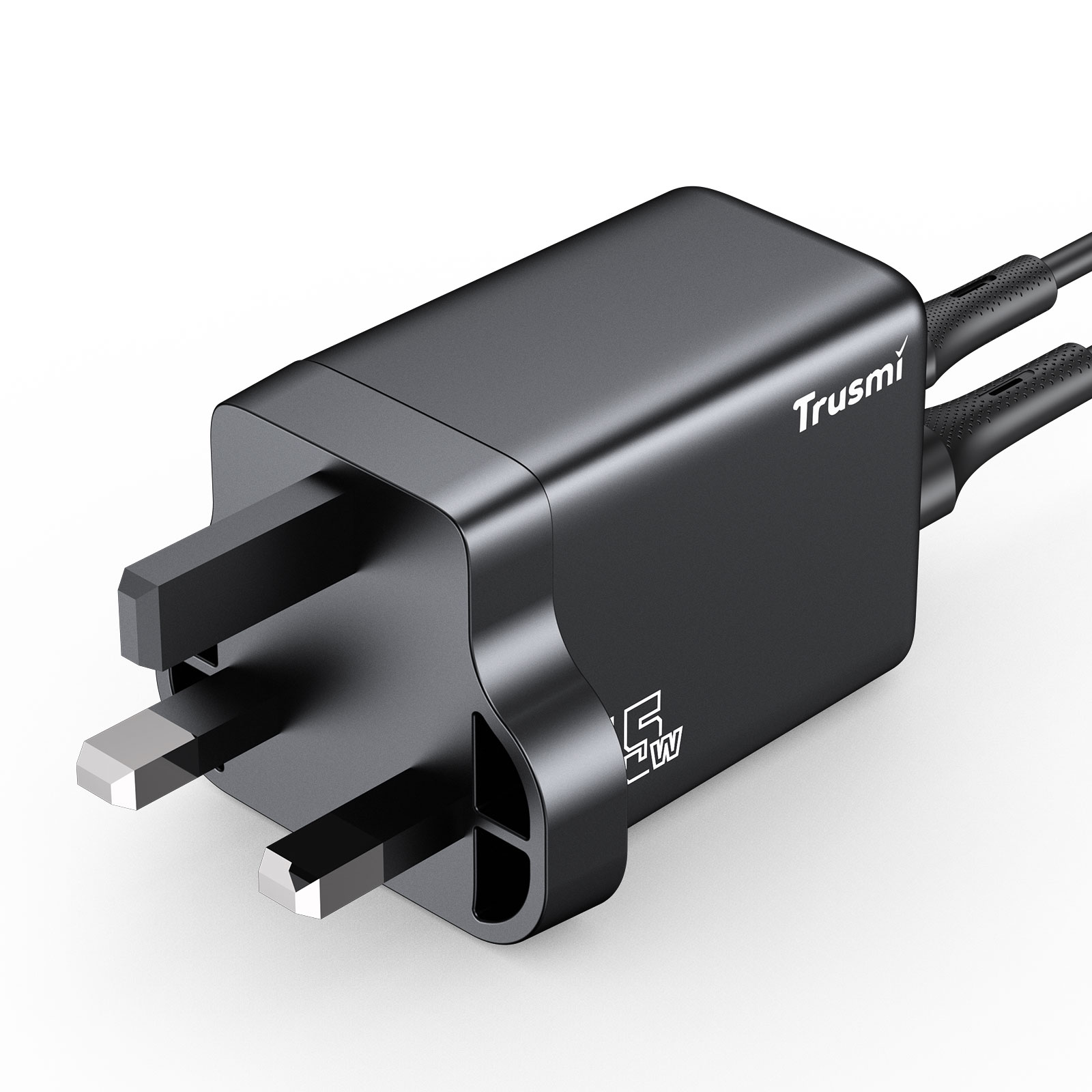 TRUSMI CH06-049 PD45W MINI A+C GaN FAST Charger With C TO C 60W Cable Set (UK)Black - Image 3