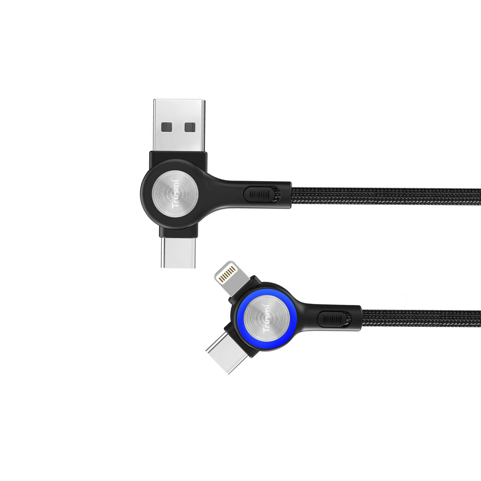 TRUSMI CA29-01 60W 2 to 2 A/C to C/L Braided Cable Black 1M - Image 2