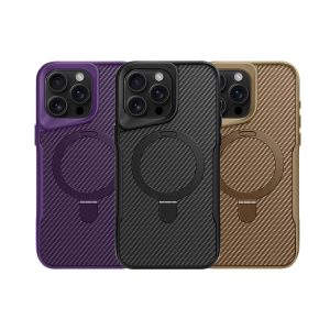 TRUSMI CF01 iPhone Series  Carbon Fiber with 360° Rotating Kickstand Magnetic Phone Case