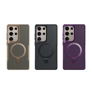 TRUSMI CF01 Samsung Series Carbon Fiber with 360° Rotating Kickstand Magnetic Phone Case Purple