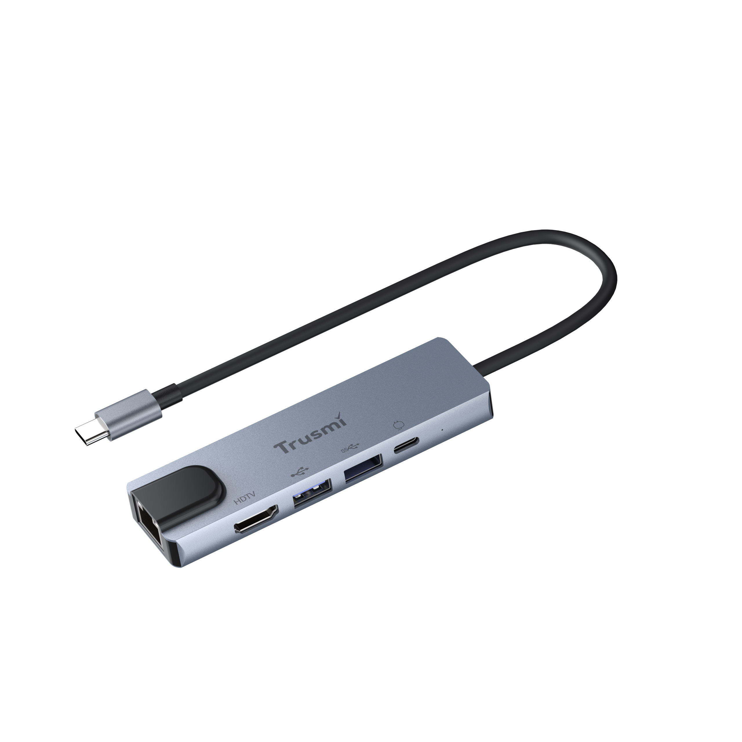 TRUSMI DS01-04 Type-C to HDMi+RJ45+USB2.0+USB3.0+Type-C PD100W
