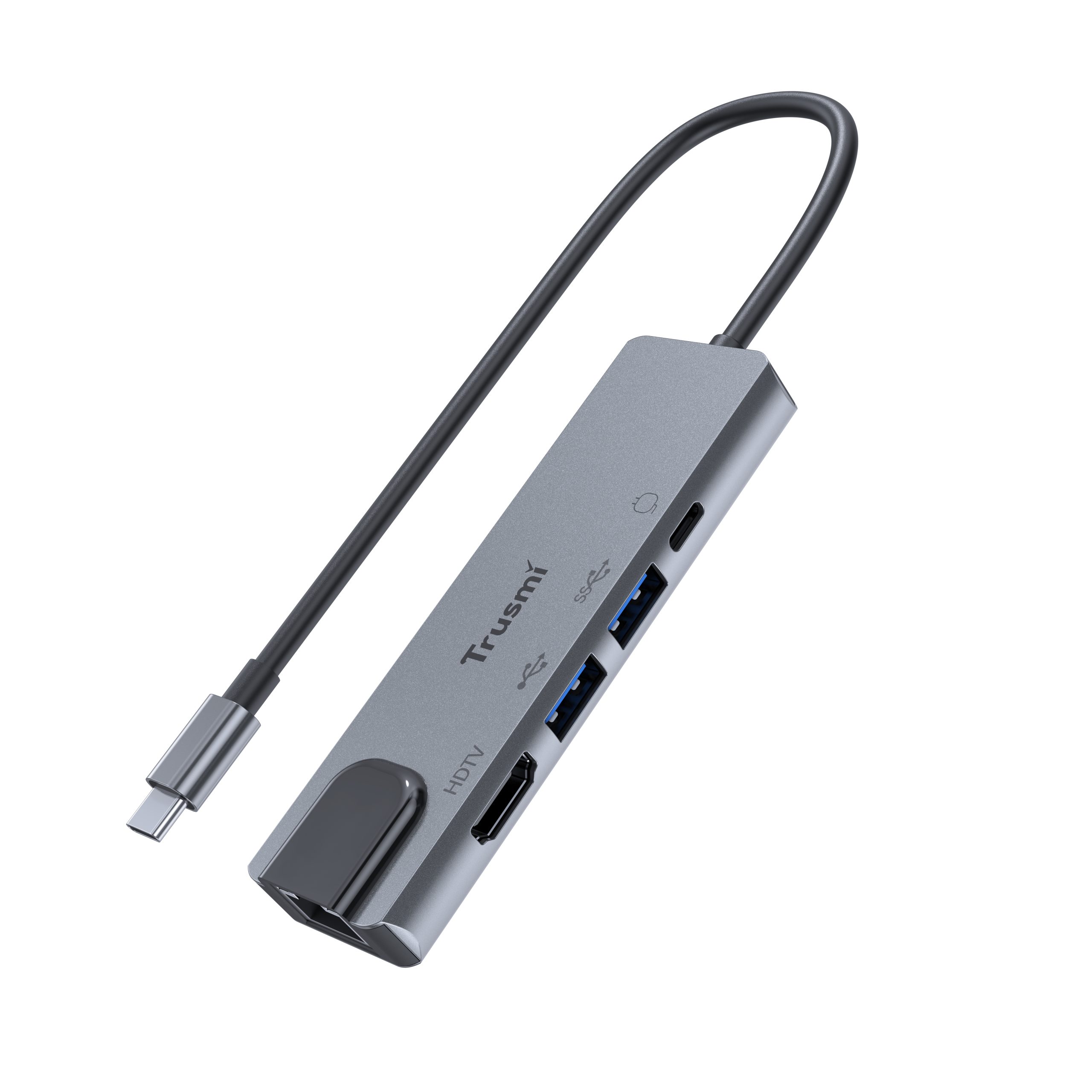 TRUSMI DS01-04 Type-C to HDMi+RJ45+USB2.0+USB3.0+Type-C PD100W - Image 2