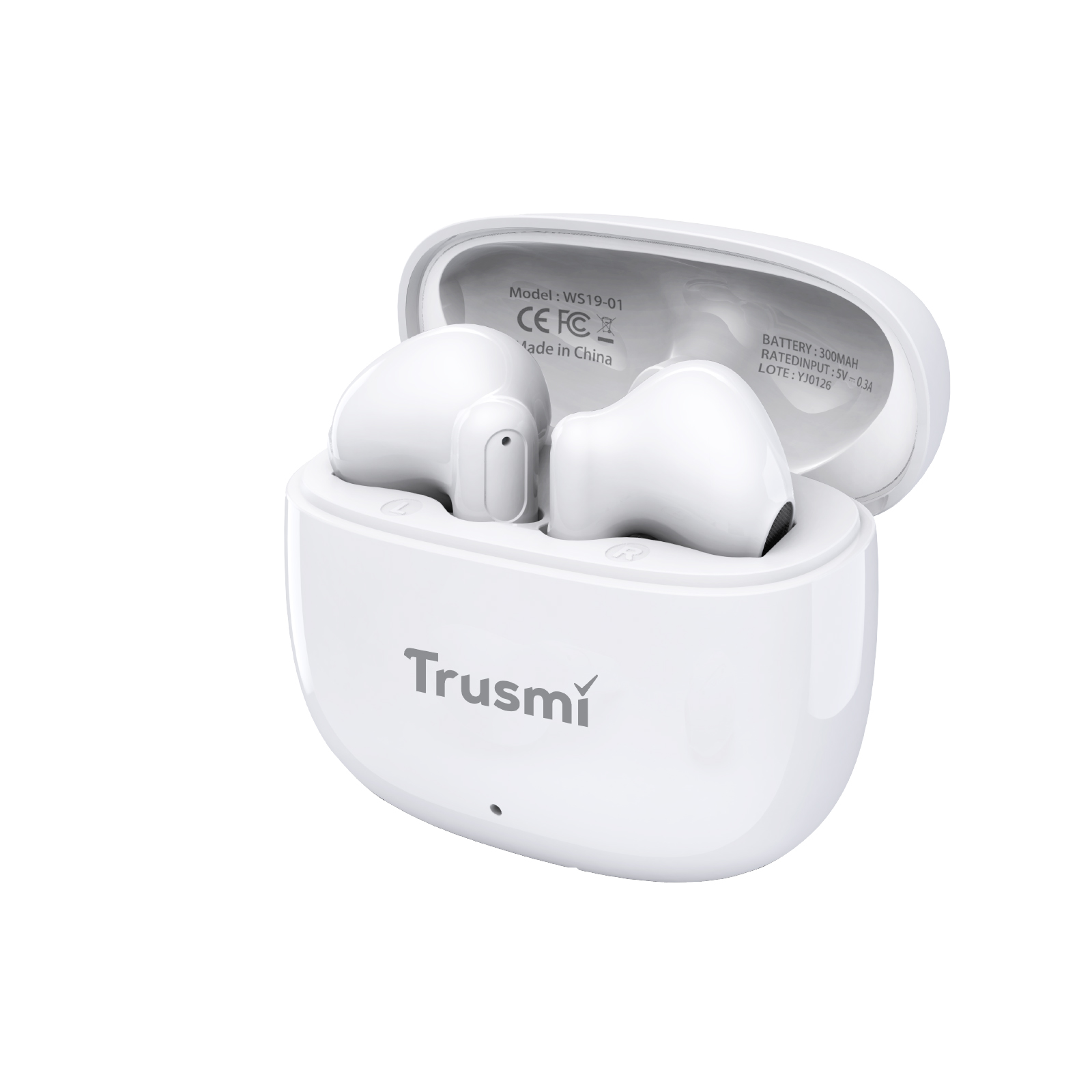 TRUSMI WS19-01 Minimalist Semi-In-Ear Wireless Earphone White - Image 2