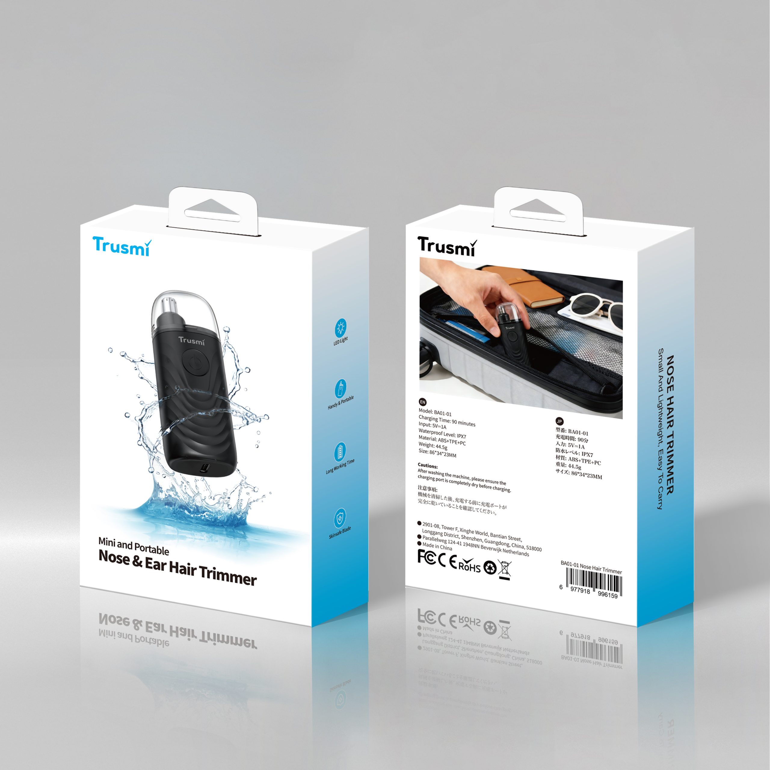 TRUSMI BA01-01 Electric Nose Hair Trimmer Black - Image 5