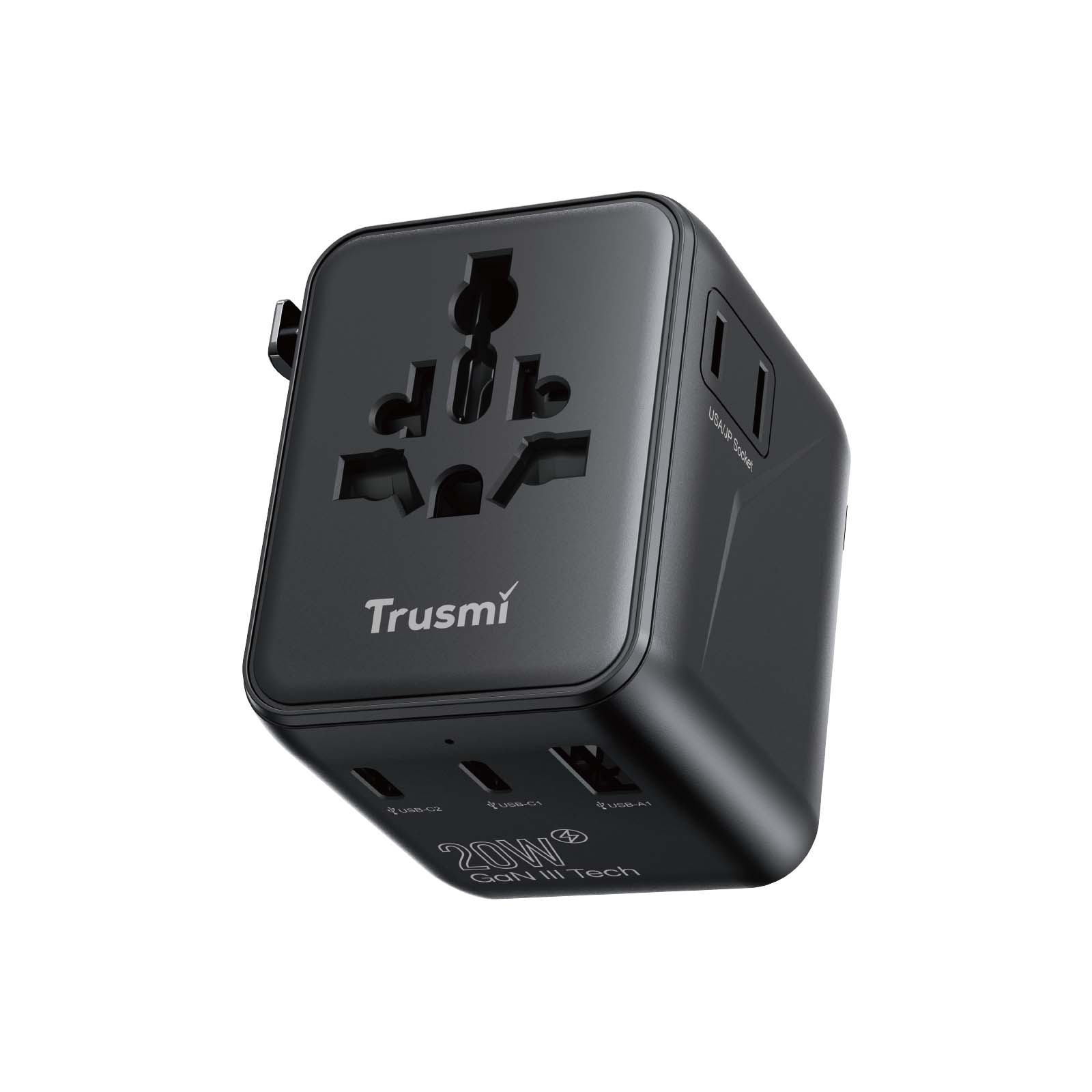 TRUSMI CH18-04 20W Travel adapter 2C1A Charger UK/US/EU/AU Black