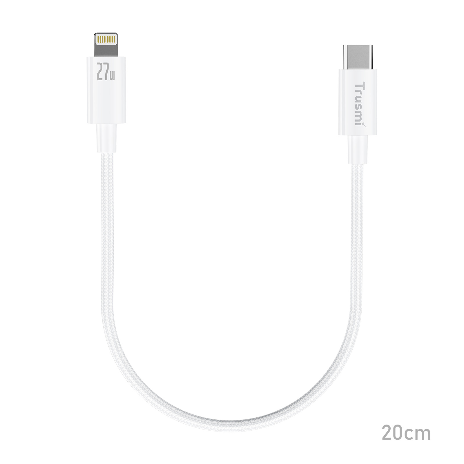 TRUSMI CA55-09 27W C To L Braided Charging Cable White 0.2M