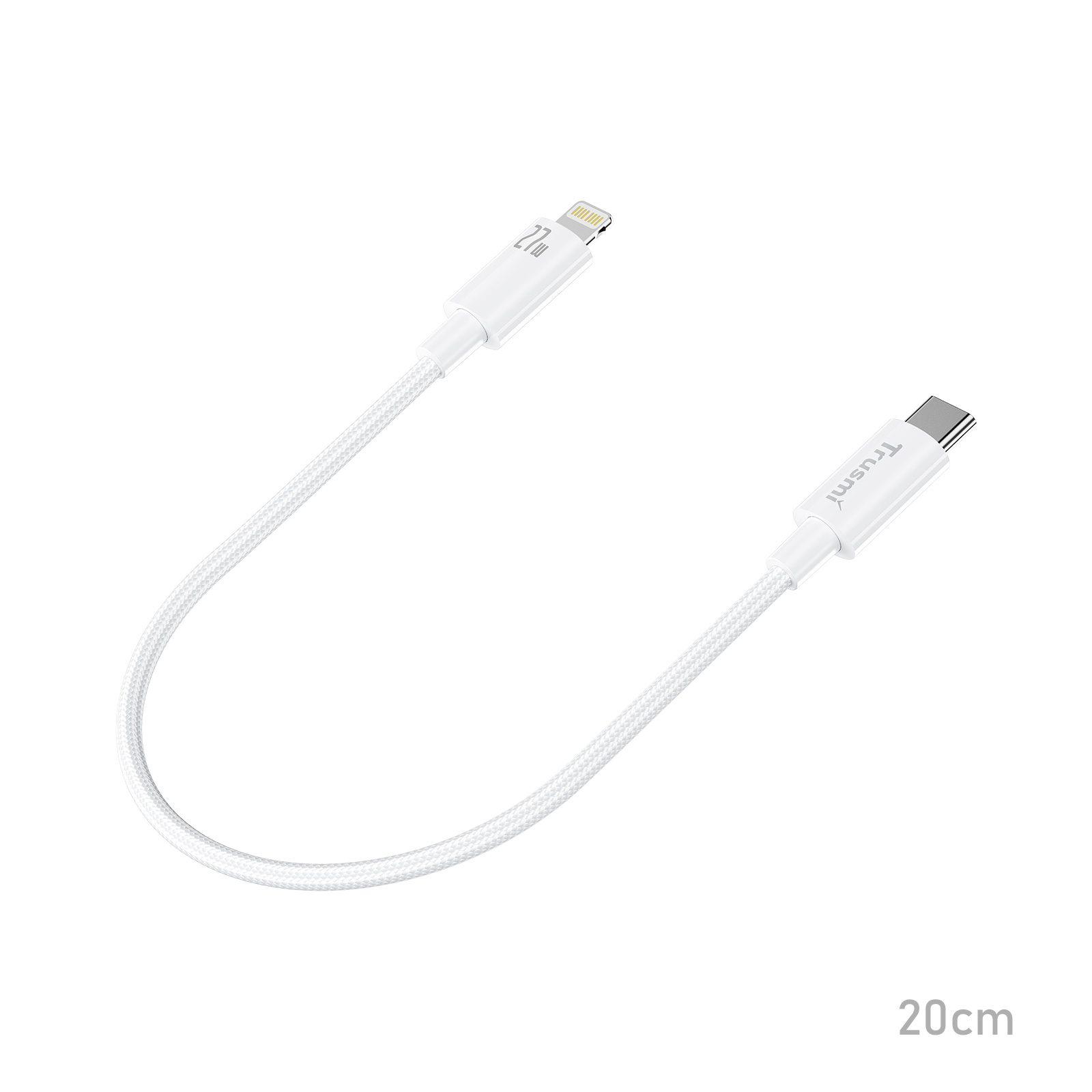 TRUSMI CA55-09 27W C To L Braided Charging Cable White 0.2M - Image 4