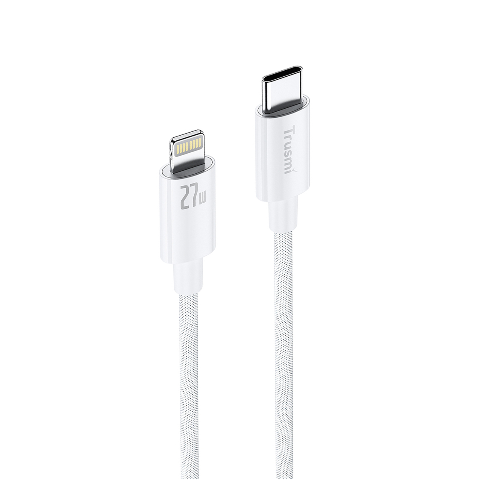 TRUSMI CA55-09 27W C To L Braided Charging Cable White 0.2M - Image 2