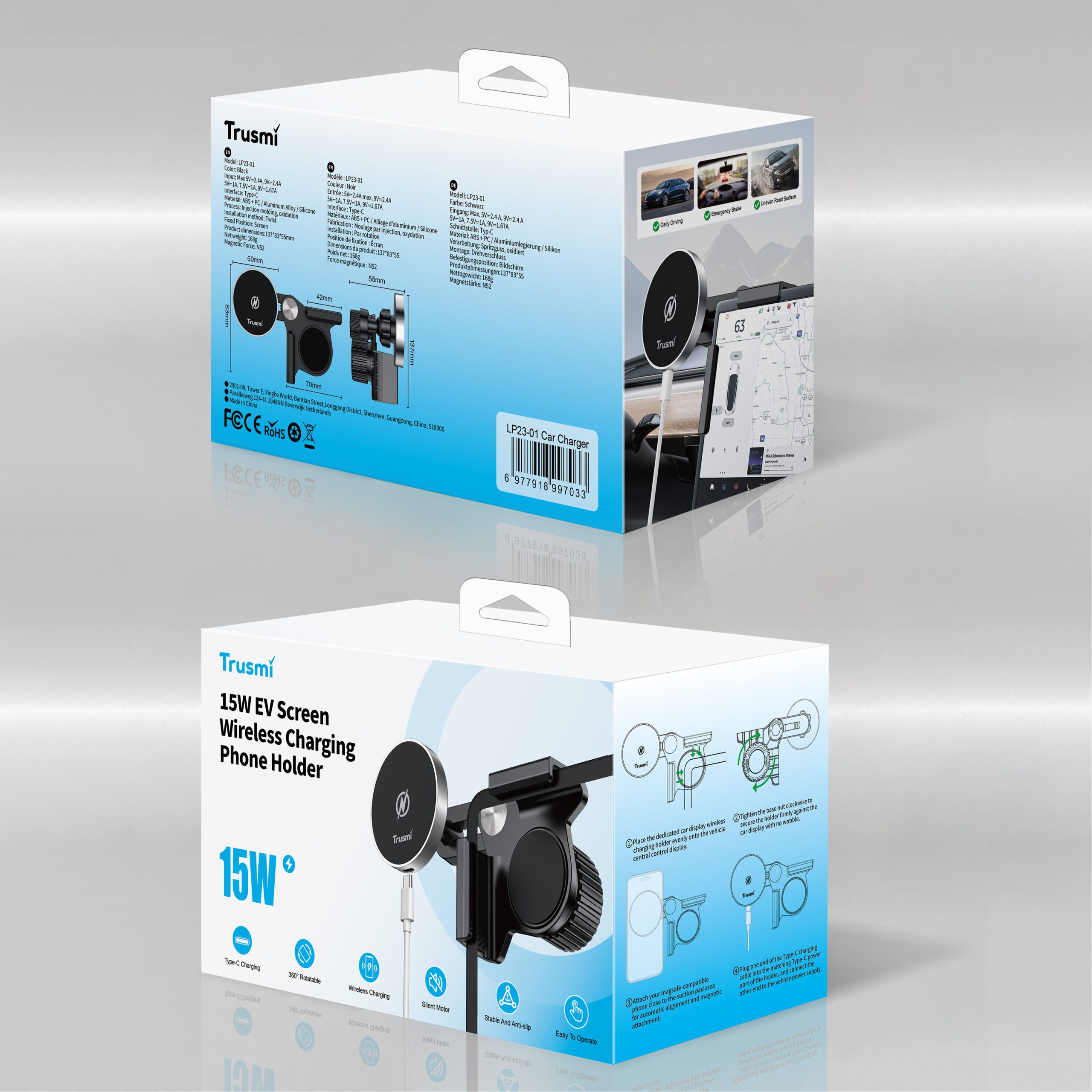 TRUSMI LP23-01 15W EV Sreen Wireless Charging Phone Holder - Image 7